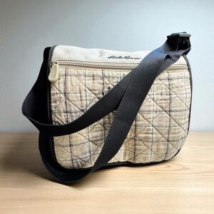 Eddie Bauer Tan and Black Quilted Baby Bag